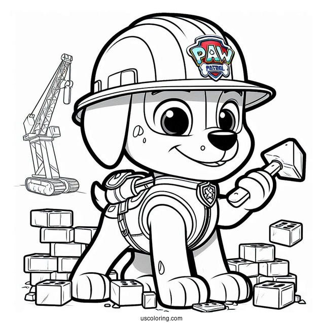 Easy Coloring Page Of Rubble From Paw Patrol