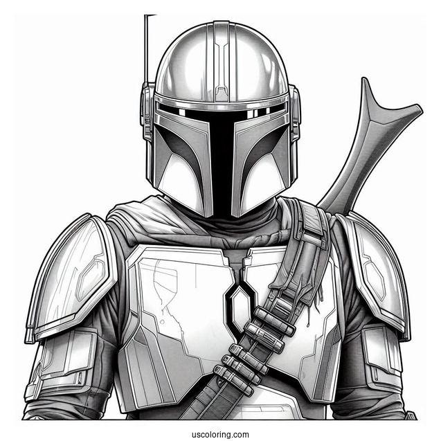 Realistic The Mandalorian Armor Coloring Sheet