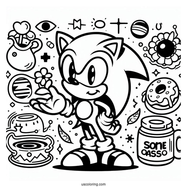 2D Retro Sonic Coloring Page