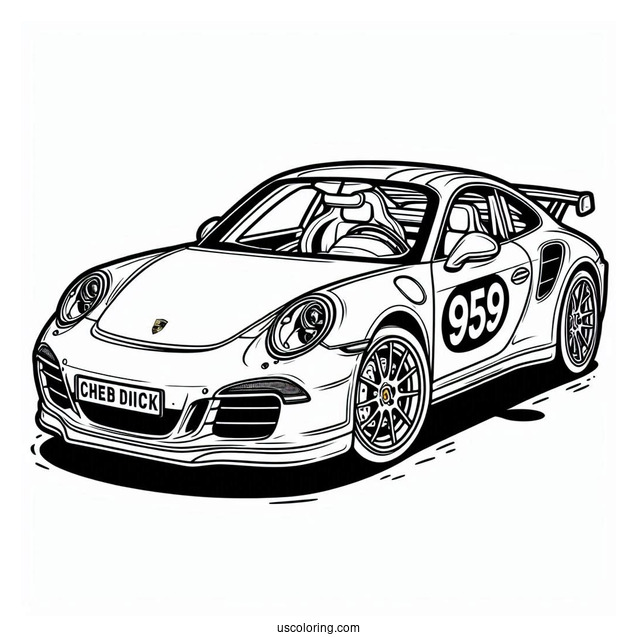 Porsche Coloring Page 959 Moby Dick