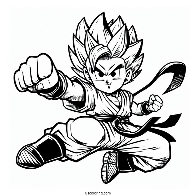 Dragon Ball Z Coloring Page Of Chiaotzu Flying Punch Pose For Kids