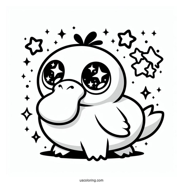 Starry Eyed Psyduck Coloring Page For Kids