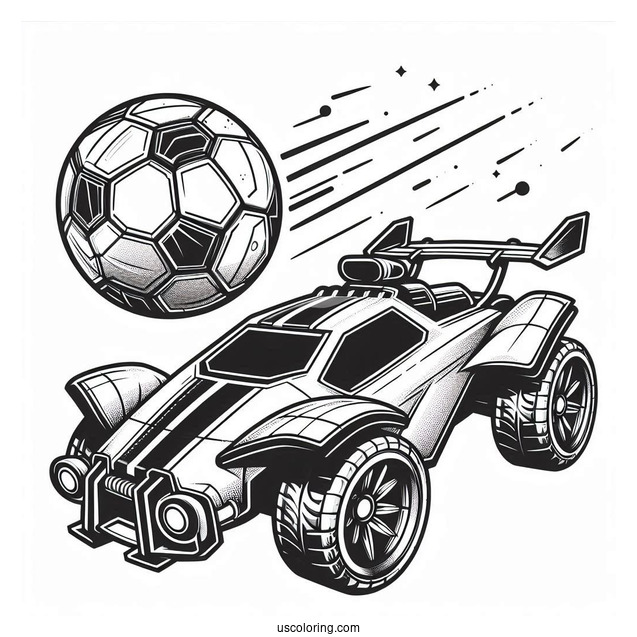 Rocket League Coloring Page Battle Car Next To The Ball