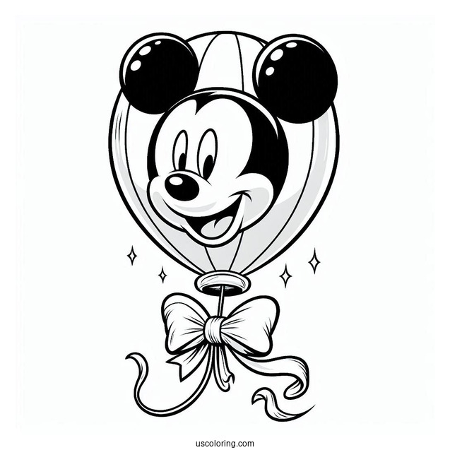 Mickey Mouse Balloon Coloring Page