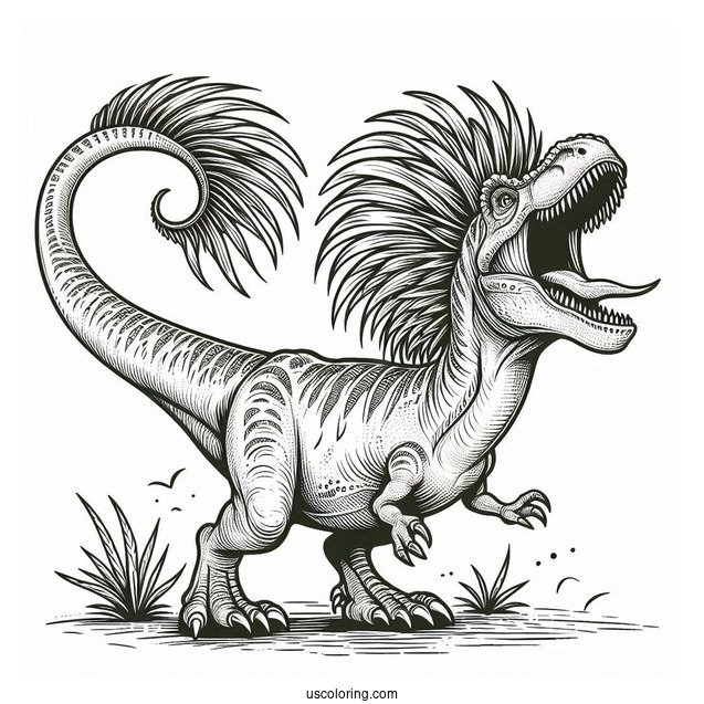 Dinosaur Coloring Page Of Detailed Roaring Tarbosaurus