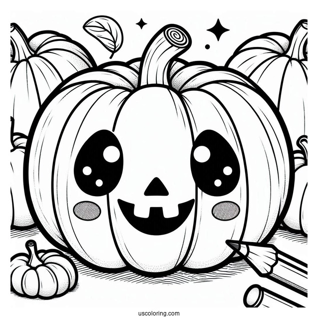 Pumpkin Coloring Page Of Jack O Lantern With Cut Out Eyes And Mouth