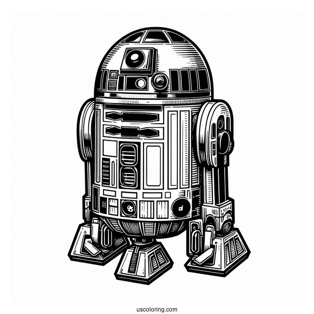 R2-D2 Coloring Page For Kids