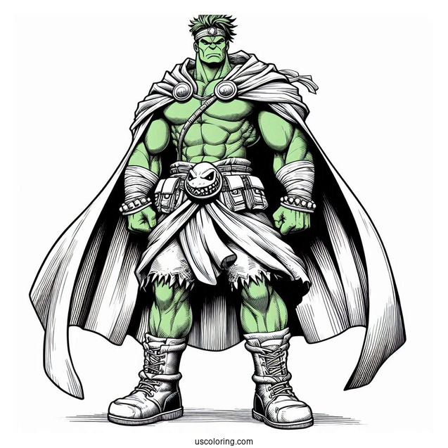 Powerful Hulk Coloring Page Standing Behind Charizard