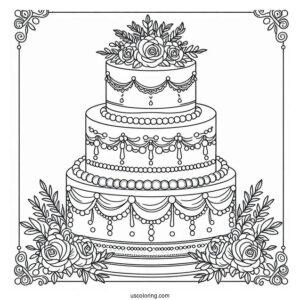 Simple Outline Of Tiered Wedding Cake