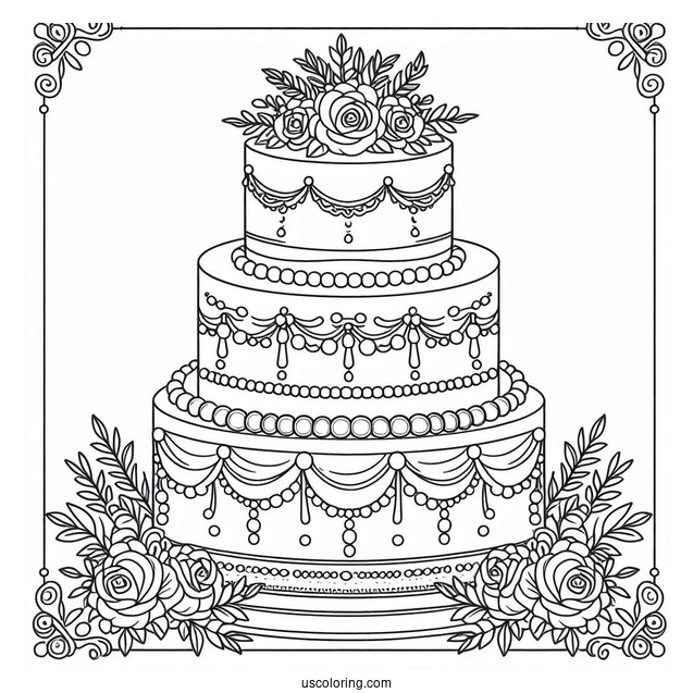 Simple Outline Of Tiered Wedding Cake