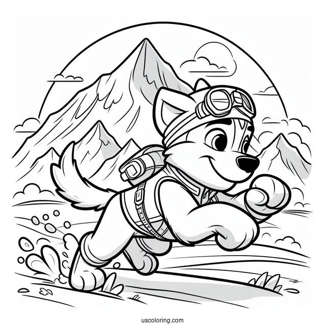 Everest Running In Snow Coloring Sheet