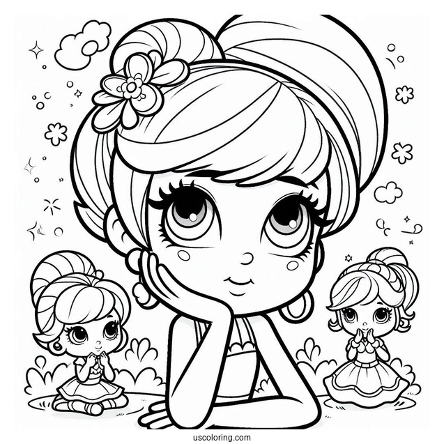 Polly Pocket Coloring Page Thinking Pose