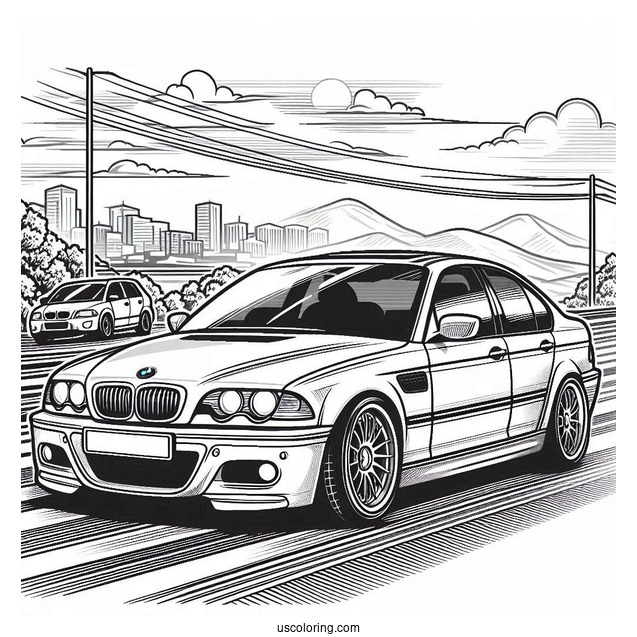 BMW Coloring Page E46 M3 On The Road