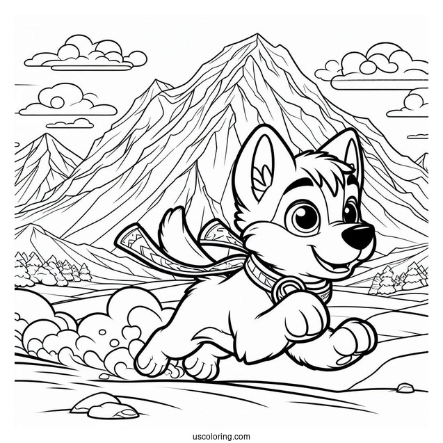 Everest Running In Snow Coloring Sheet