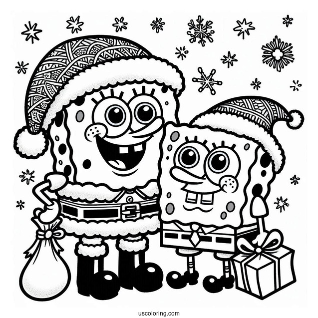 SpongeBob And Patrik Dressed Up As Santa For Christmas