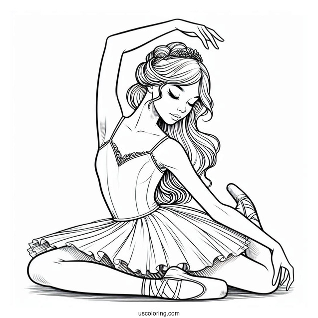 Realistic Ballerina Coloring Page