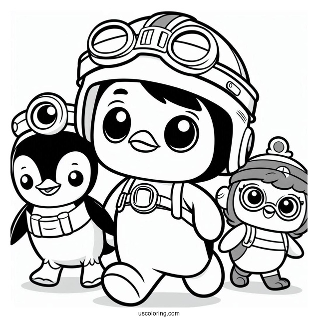 Octonauts Coloring Page Of Captain Barnacles, Peso Penguin, And Kwazii Walking