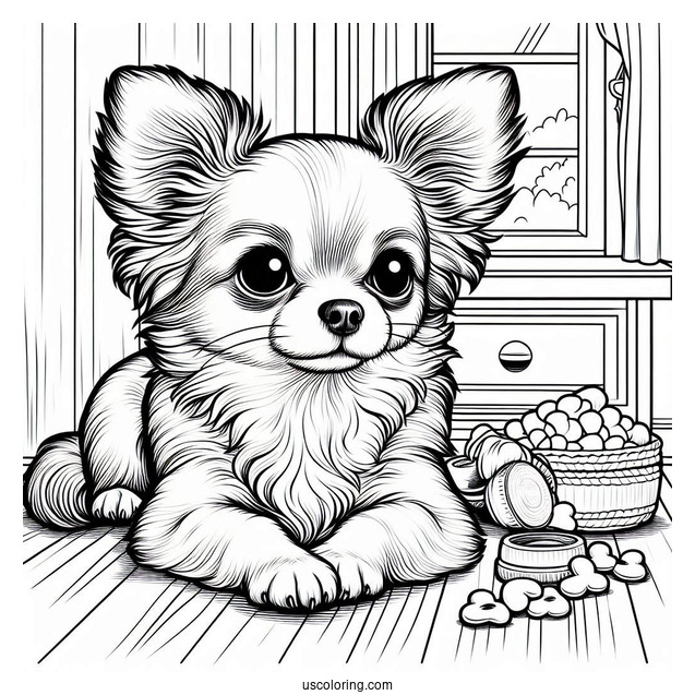 Chihuahua Coloring Page Resting Indoors