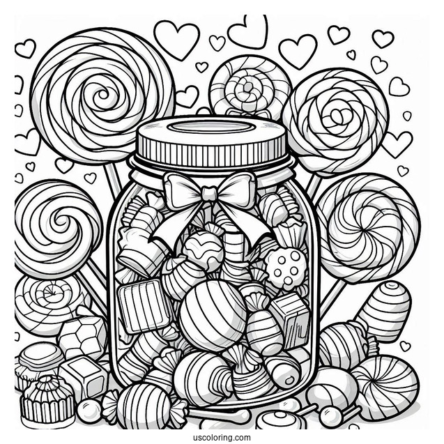 Jar Of Lollipops To Color For Kids