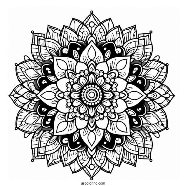 Multi Layered Flower Mandala Coloring Page