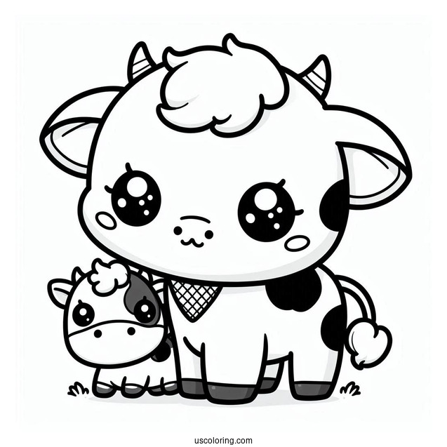 Cute Kawaii Cow Coloring Page