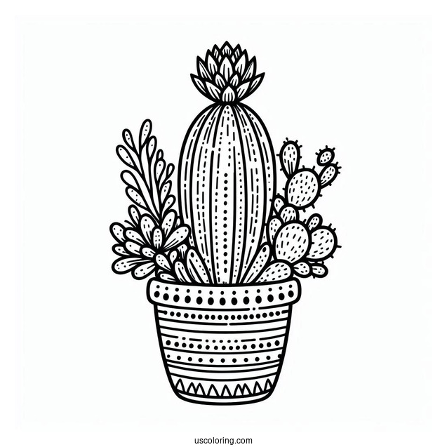 Cactus And Succulent Art Coloring Sheet