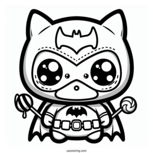 Cute Kawaii Batman Coloring For Kids