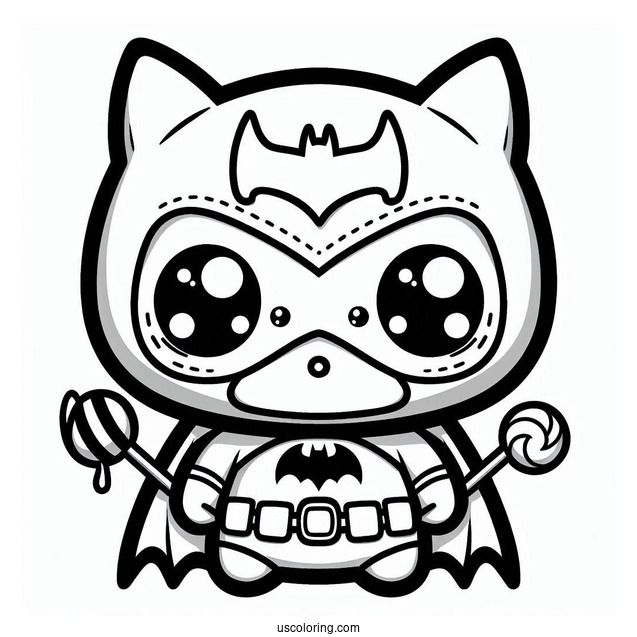 Cute Kawaii Batman Coloring For Kids