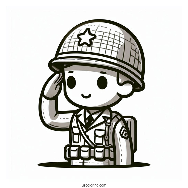 Plastic Toy Soldier Coloring Page Saluting