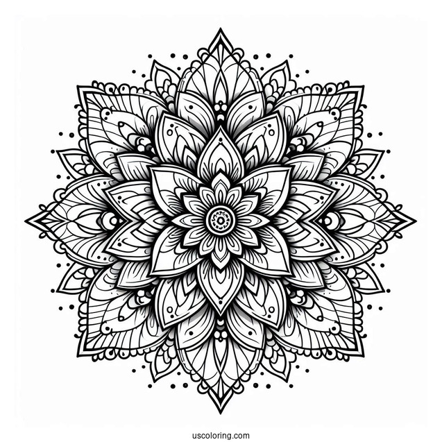 Multi Layered Flower Mandala Coloring Page
