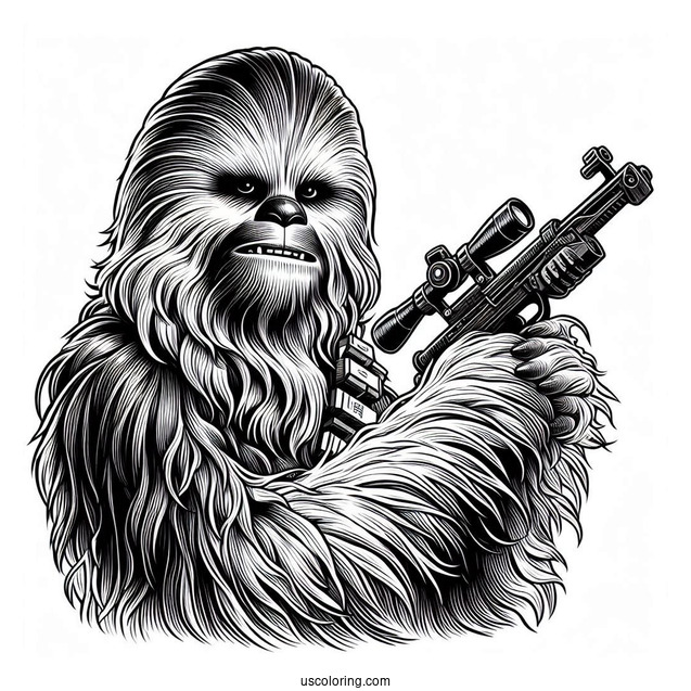 Chewbacca Holding Blaster Rifle