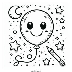 Smiley Face Balloon Coloring Page