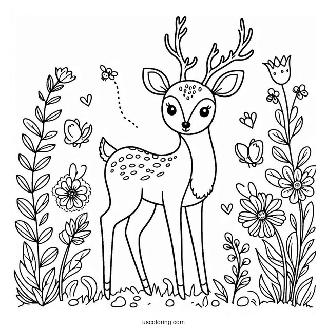 Spring Coloring Page Deer Outline For Preschoolers