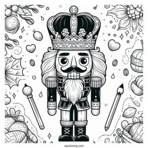 Detailed Nutcracker Coloring Page Wearing A Crown