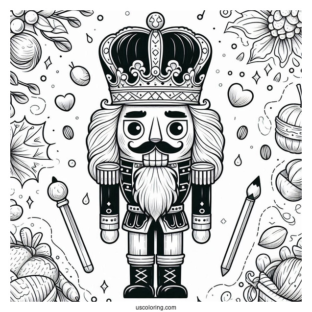 Detailed Nutcracker Coloring Page Wearing A Crown