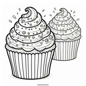 Cupcake With Icing And Sprinkles To Color