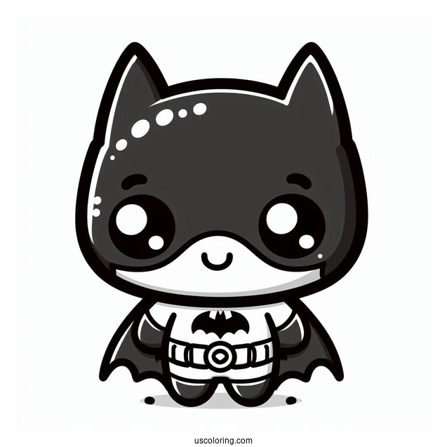 Cute Kawaii Batman Coloring For Kids