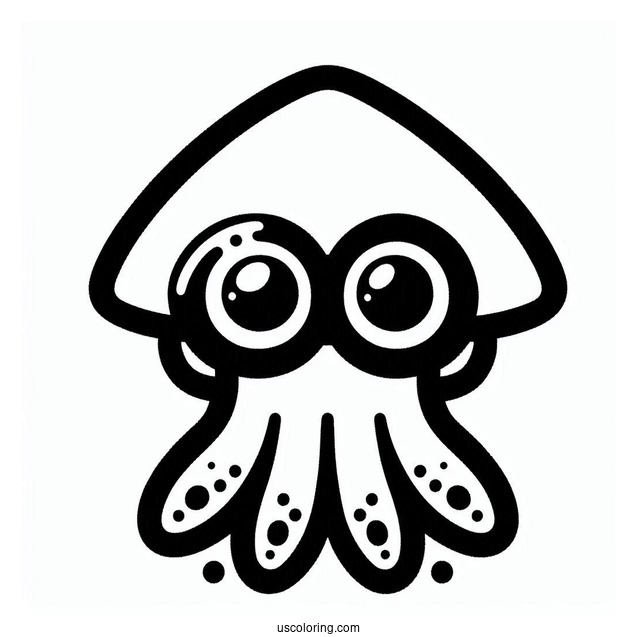 Easy Splatoon Coloring Page Of Squid For Preschoolers