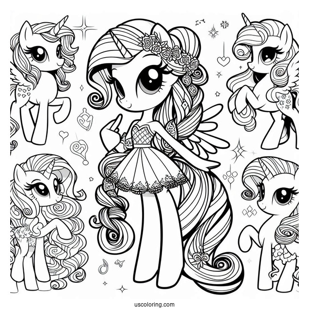 Simple Coloring Page of Equestria Girls Rarity