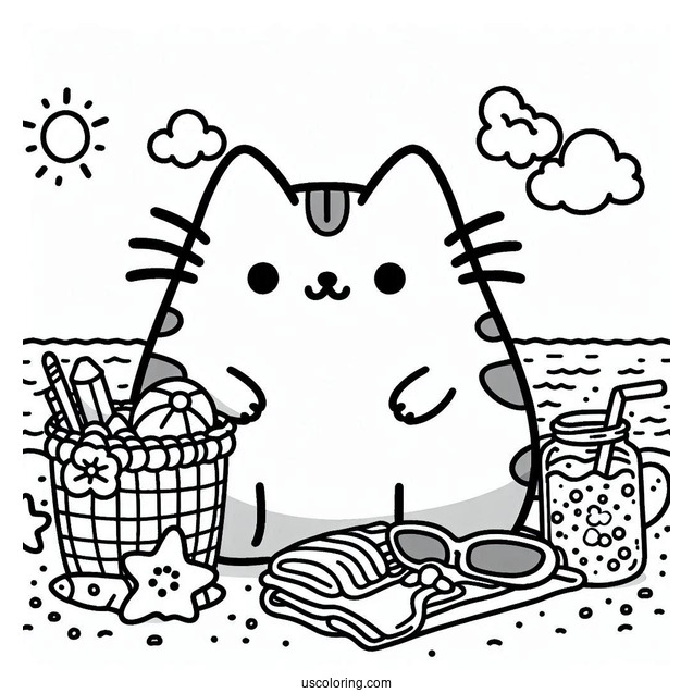 Pusheen At The Beach During Summer