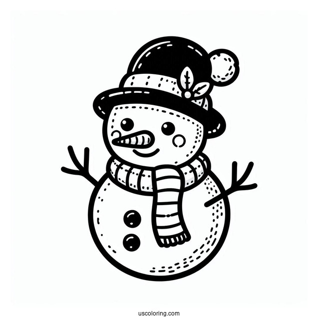 Simple To Color Snowman For Kids