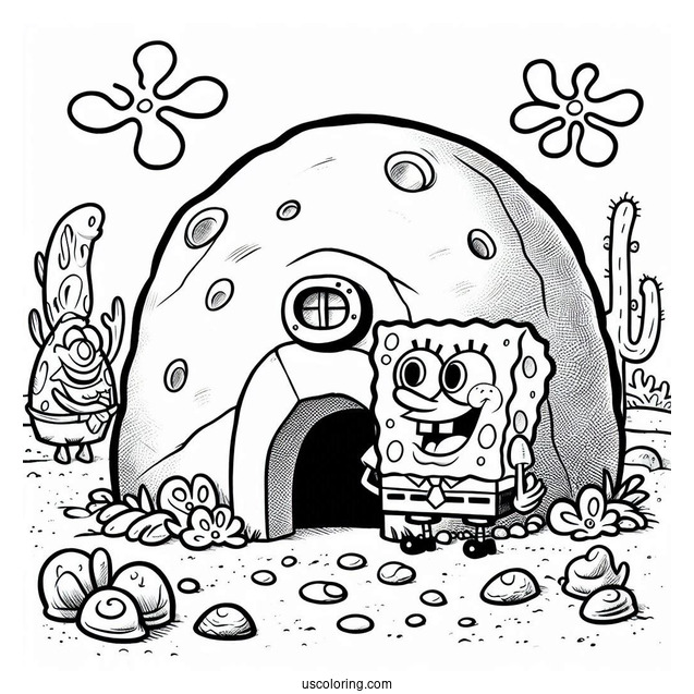 SpongeBob Saying Hello To Patrik Under His Rock