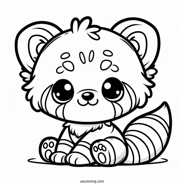 Simple Cartoon Red Panda To Color For Preschoolers