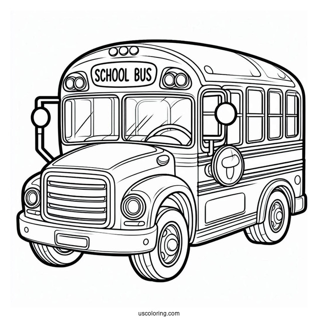 Small School Bus Coloring Page Outline For Preschoolers