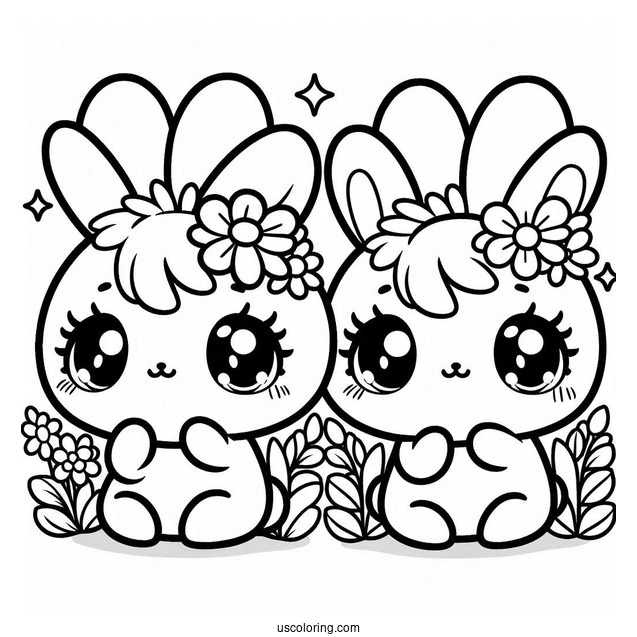 Sunny Bunnies Coloring Page Of Kawaii Iris For Preschoolers