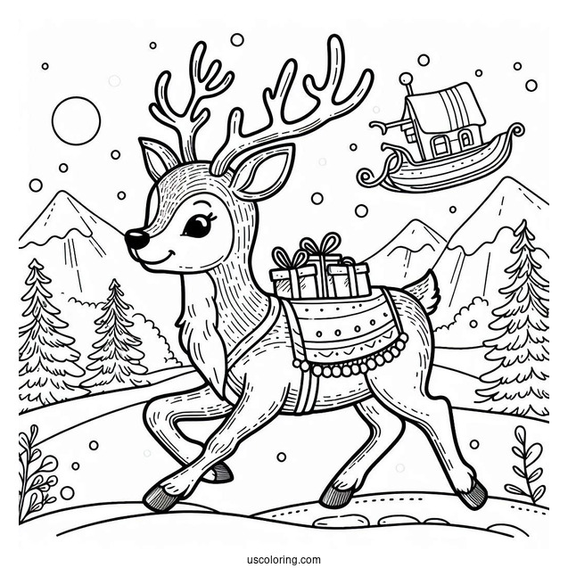 Rudolph Coloring Page At The North Pole