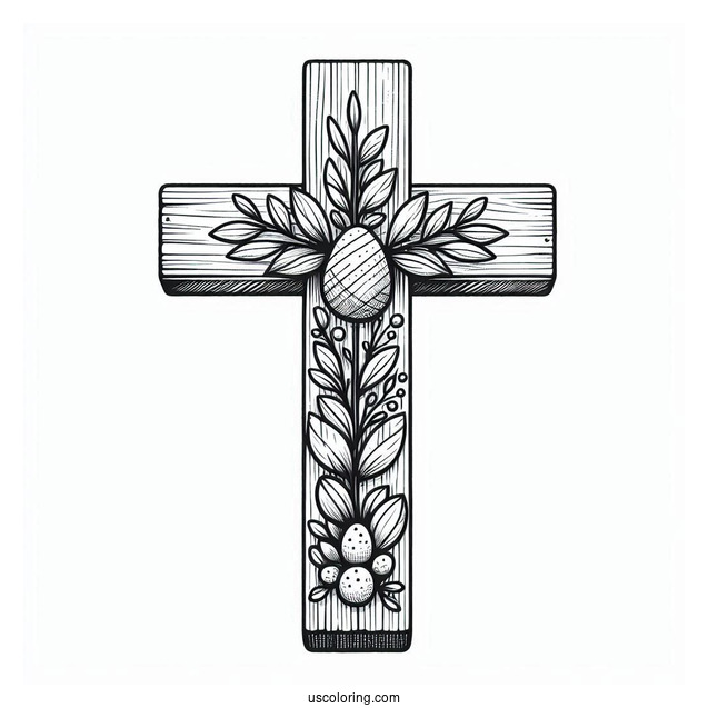 Wooden Easter Cross Coloring For Kids