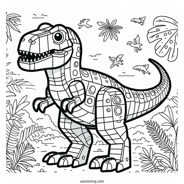 Lego T-Rex Coloring Page For Kids