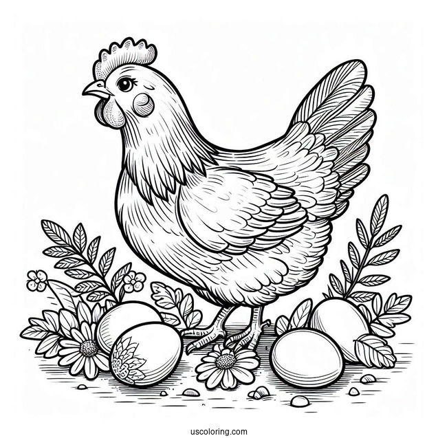 Brooding Hen Coloring Page