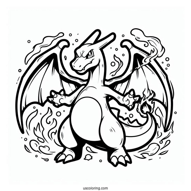 Radiant Charizard Pokemon Card Coloring Page